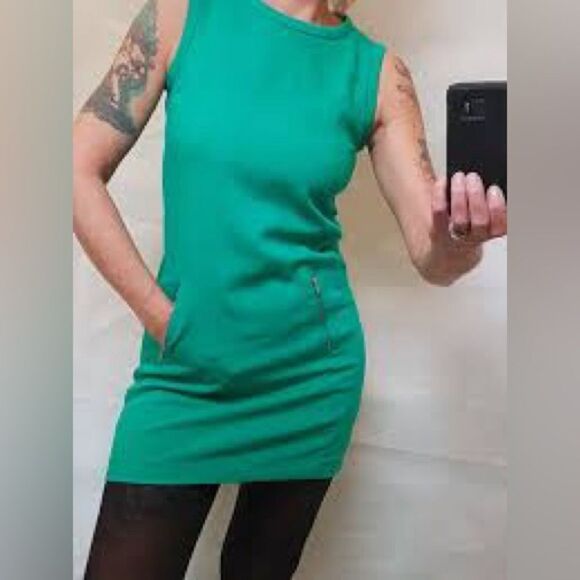 GAP Green Sheath Mini Dress with Pockets - Picture 1 of 4